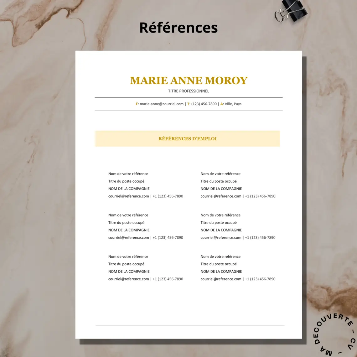 MODÈLE DE CV MINIMALISTE ET ÉPURÉ - OR (4)