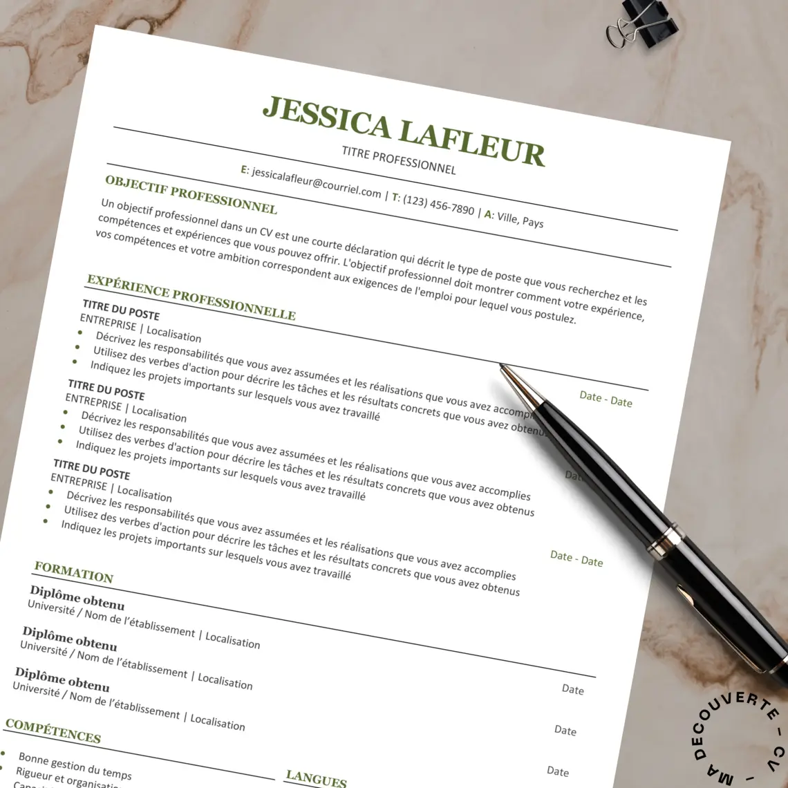 MODÈLE DE CV MINIMALISTE ET ÉPURÉ - VERT (6)